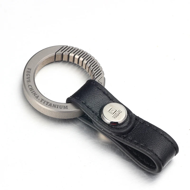 Real Titanium Leather Keychain