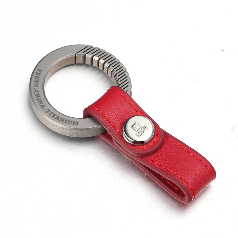Real Titanium Leather Keychain