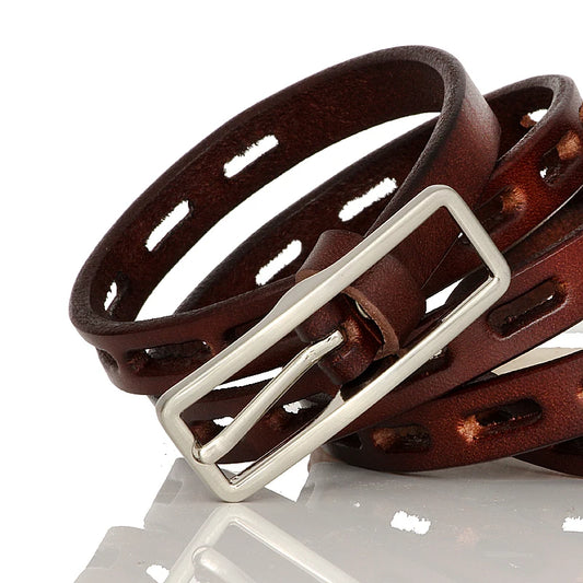 Natural Leather Thin Buckle Belt