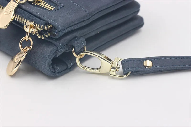 Dull Polish Leather Wallet Clutch Purse