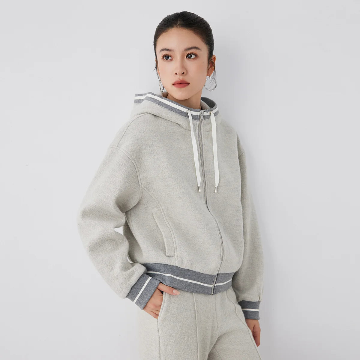 Wool Merino Sweatshirt hoodie with Lining