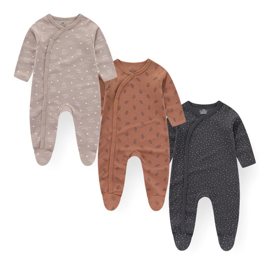 Unisex Three-Pack Cotton Baby Rompers