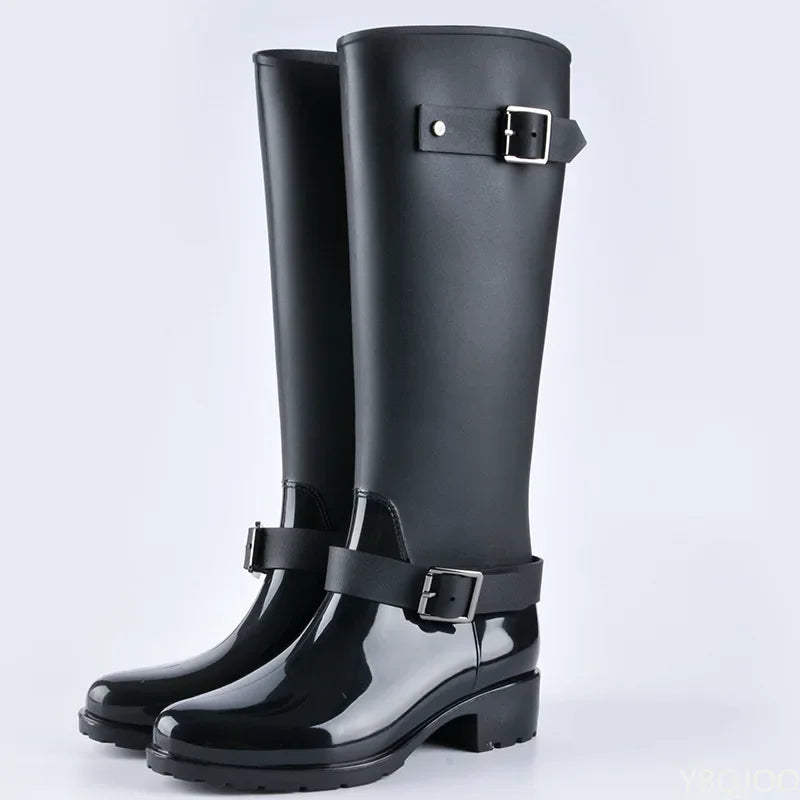 Outdoor Punk Zipper Tall Wellies Boots