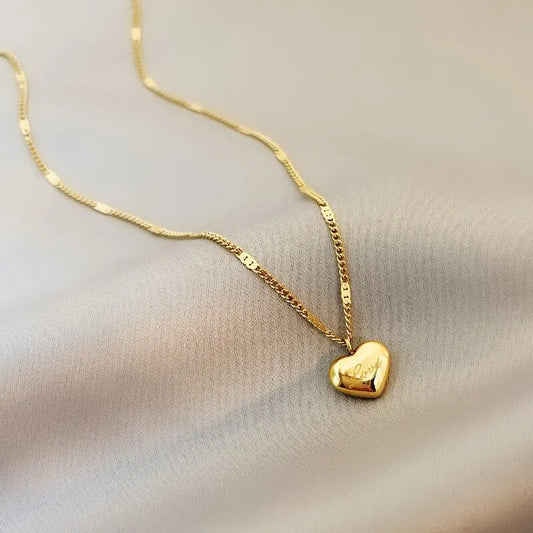 Collarbone Gold Heart Chain Necklace