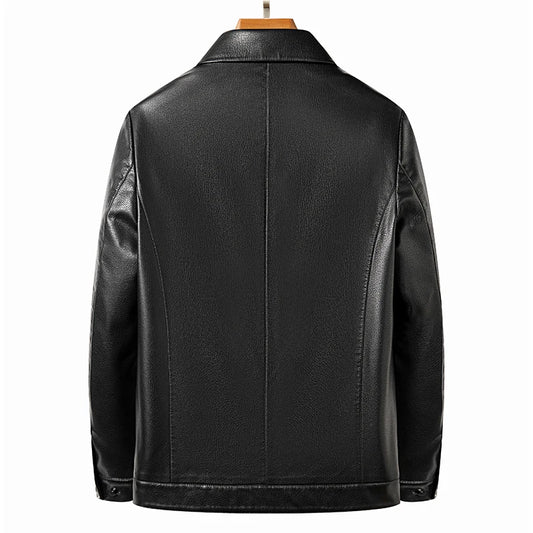 Collared Leather Polo Jacket