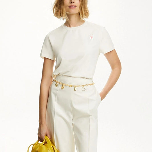 Short Sleeve Casual Tee with Embroidery