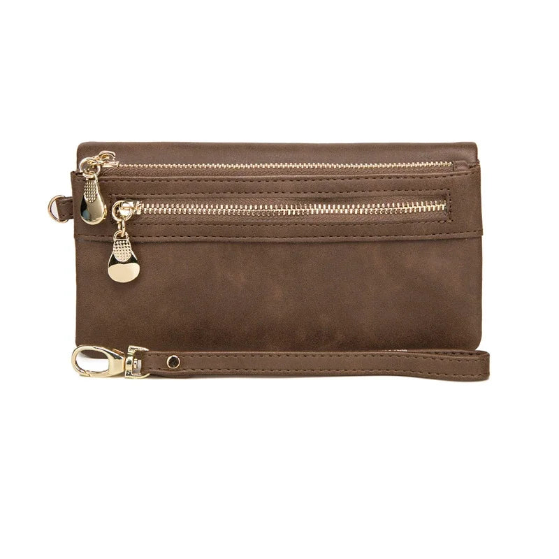 Dull Polish Leather Wallet Clutch Purse