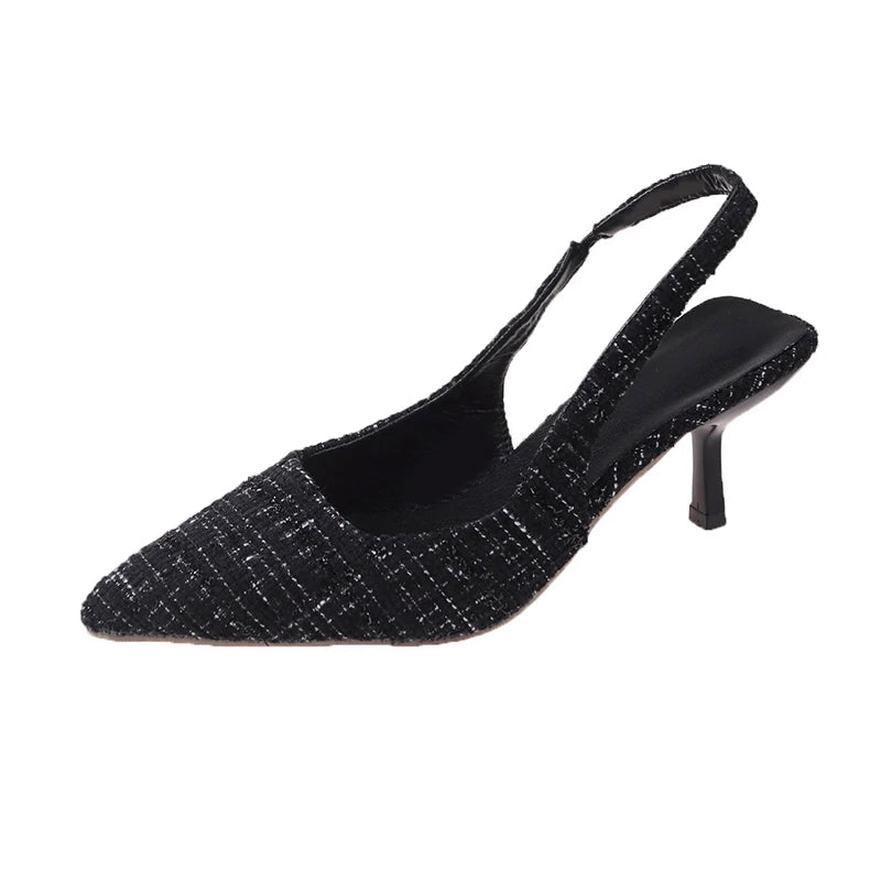 Mid Heel Cross-Strap Slip-On Sandals