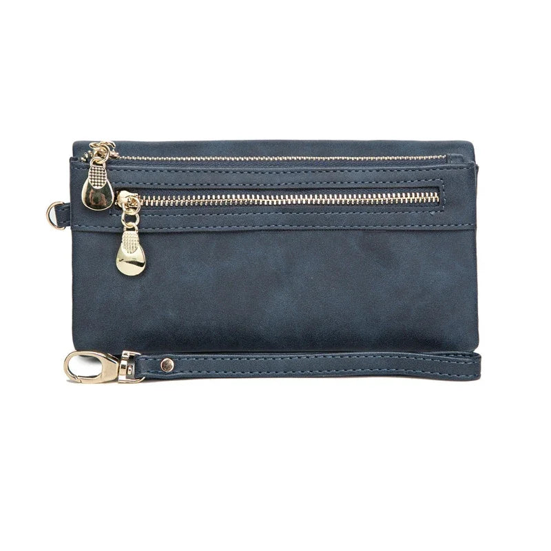 Dull Polish Leather Wallet Clutch Purse