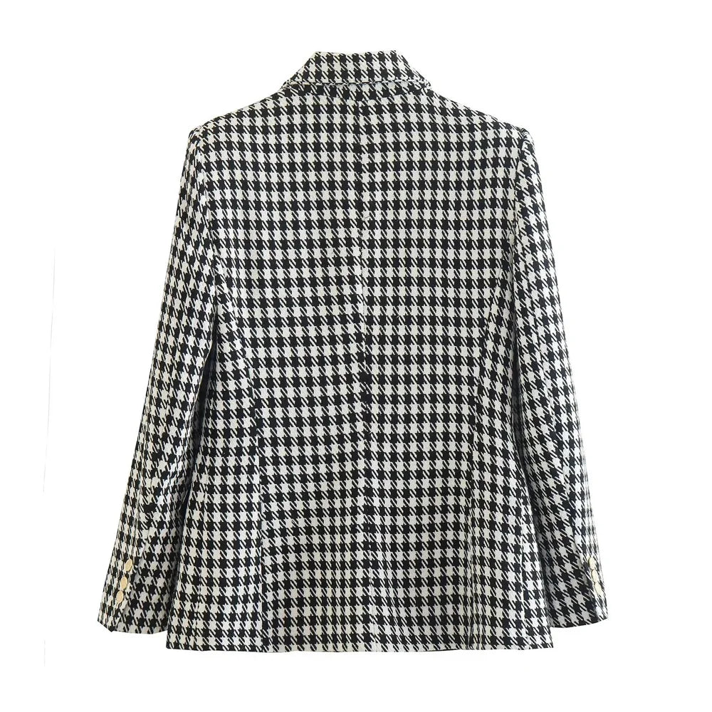 Vintage Double Breasted Houndstooth Blazer