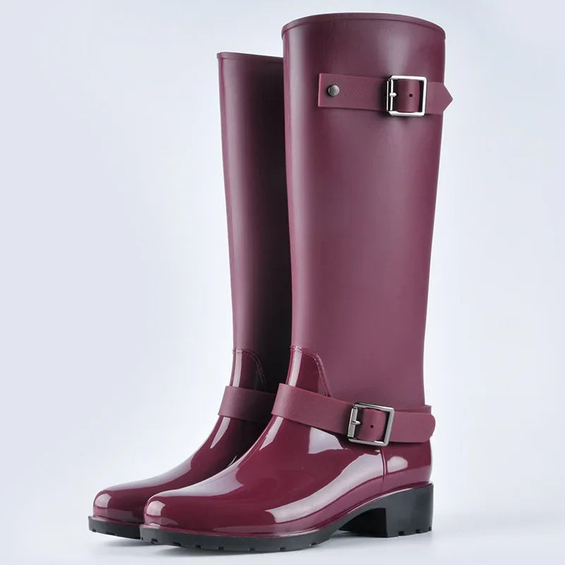 Outdoor Punk Zipper Tall Wellies Boots