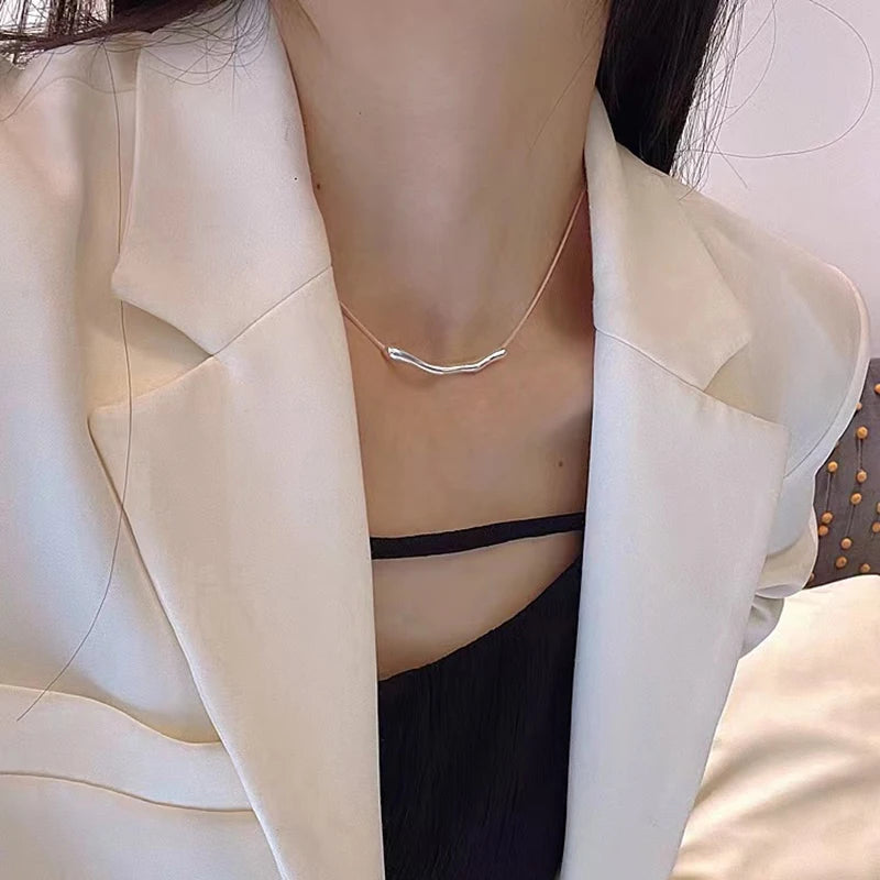 Stainless steel Gold Color Collarbone Chain Necklace