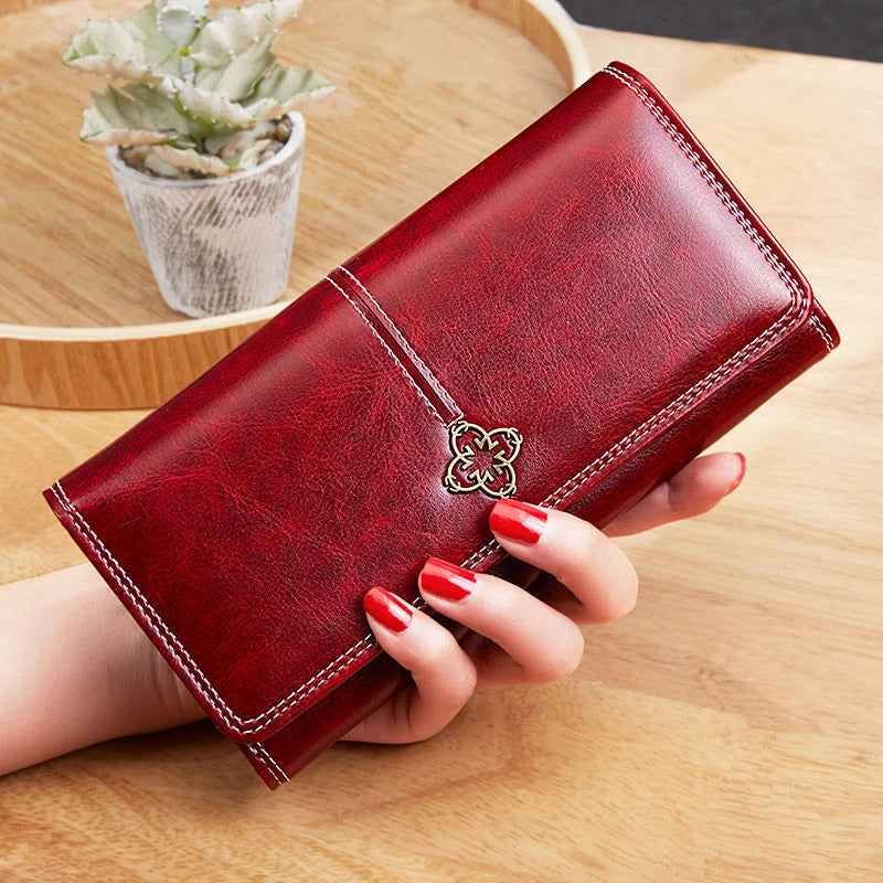 Womens Long Leather Purse Wallet