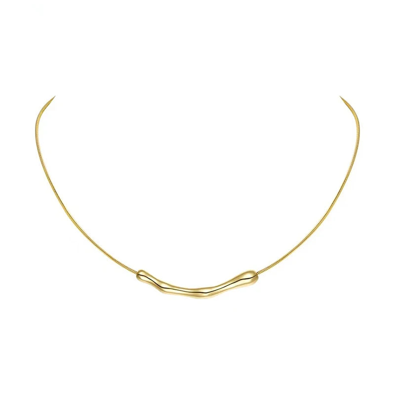 Stainless steel Gold Color Collarbone Chain Necklace