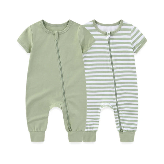 Two Pack Unisex Cotton Baby Rompers