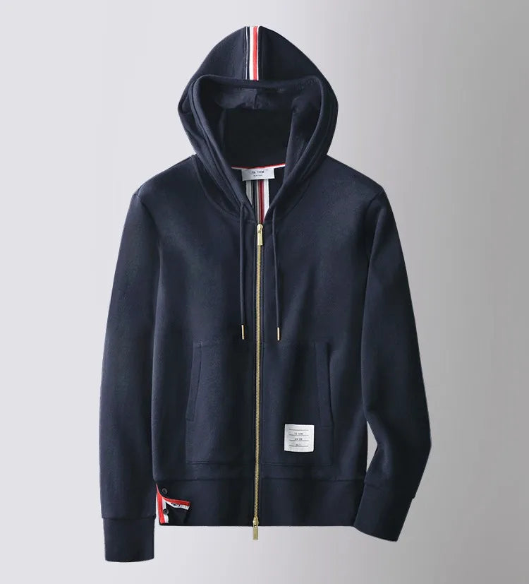 Striped Zip-Up Sport Sweatshirts Hoodie