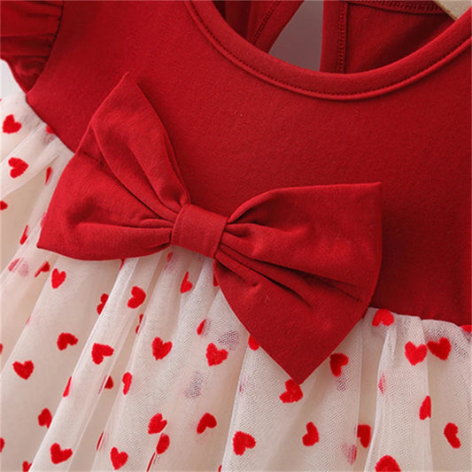 Red Heart Embroidered Tutu Dress