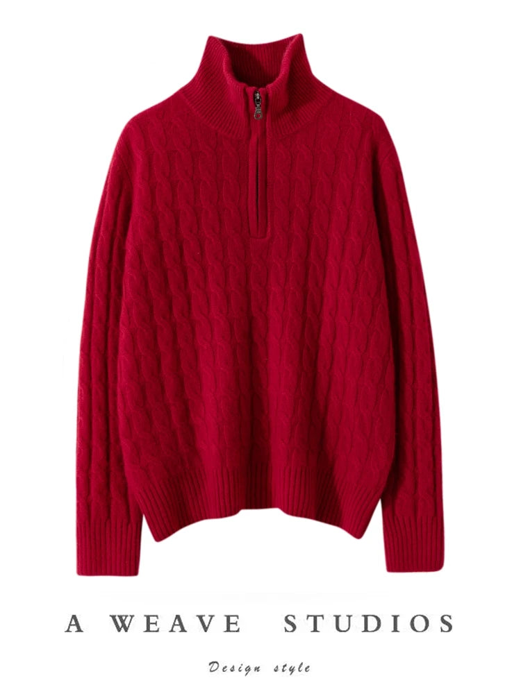 Pure Cashmere Turtleneck Knitted Sweater