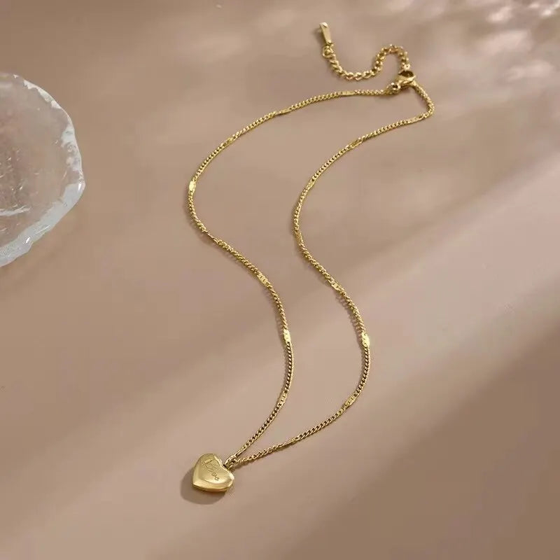 Collarbone Gold Heart Chain Necklace