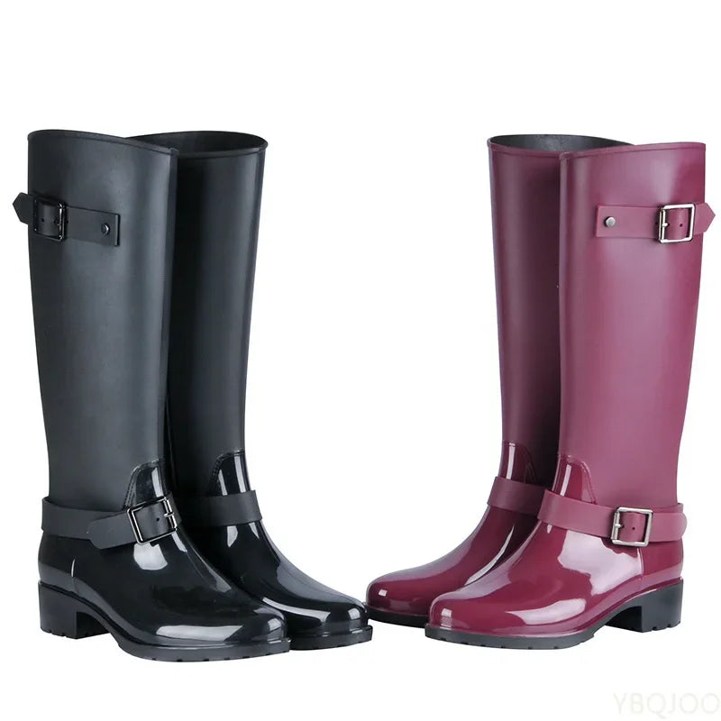 Outdoor Punk Zipper Tall Wellies Boots
