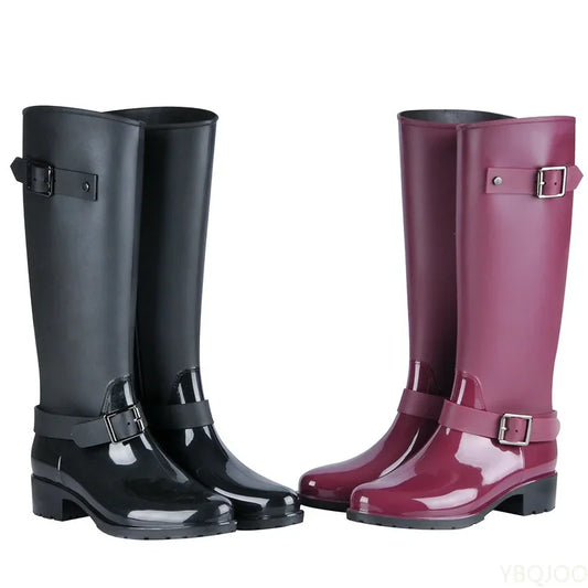 Outdoor Punk Zipper Tall Wellies Boots