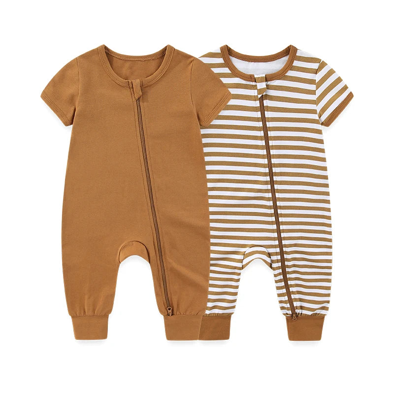 Two Pack Unisex Cotton Baby Rompers