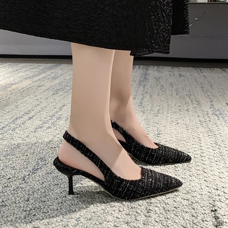 Mid Heel Cross-Strap Slip-On Sandals