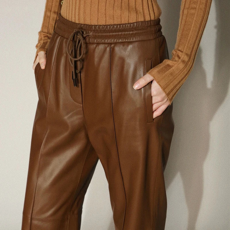 Sheepskin Leather Long Trouser for Women