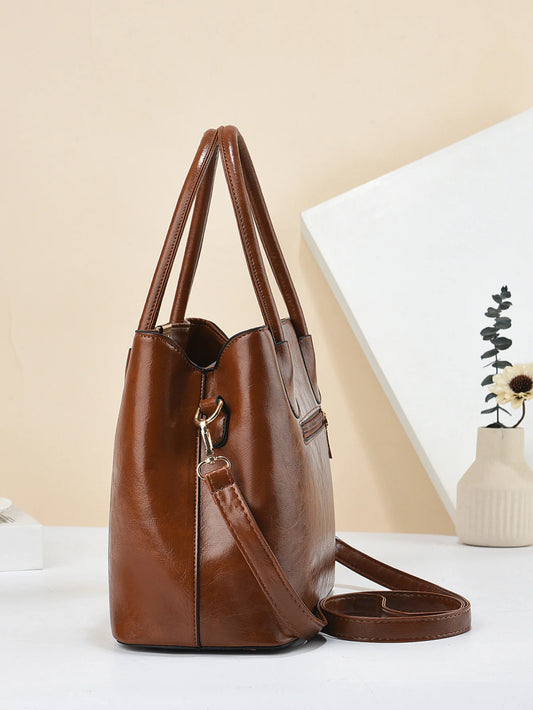 Casual Retro Solid Color Handbag