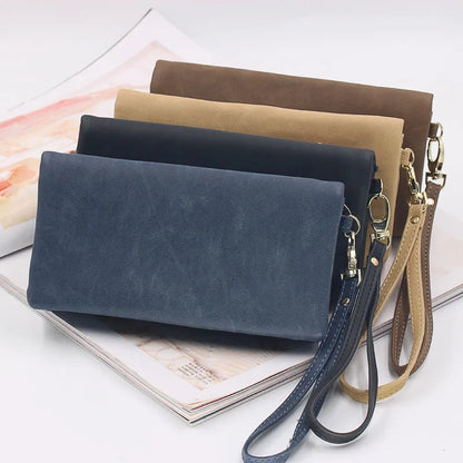 Dull Polish Leather Wallet Clutch Purse