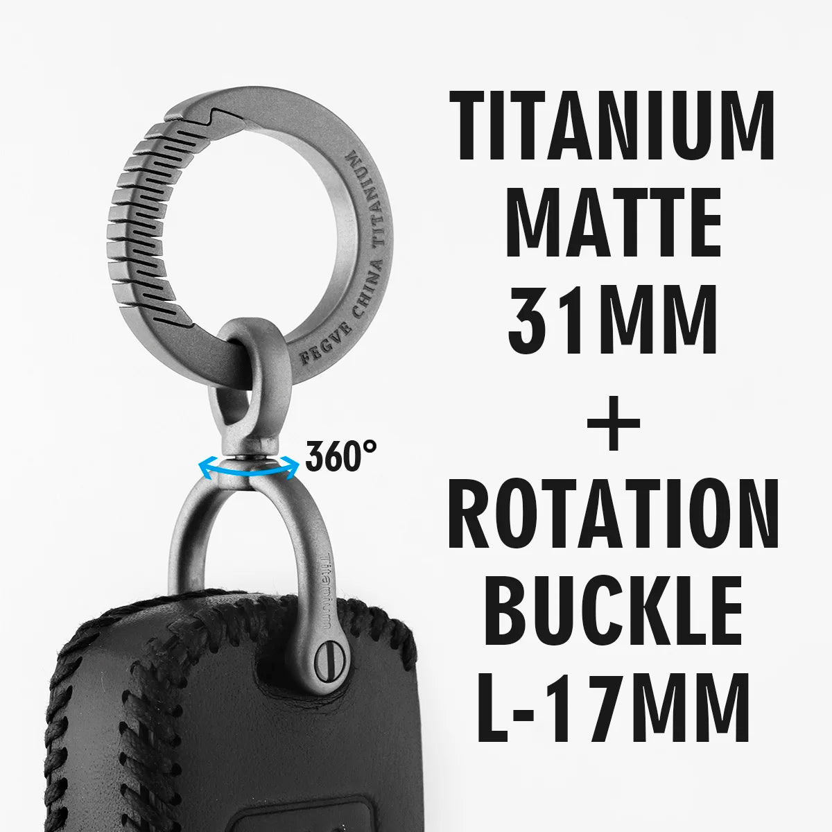 Real Titanium Leather Keychain
