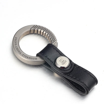 Real Titanium Leather Keychain