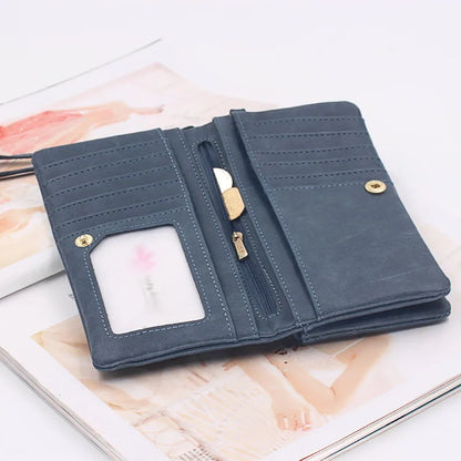 Dull Polish Leather Wallet Clutch Purse