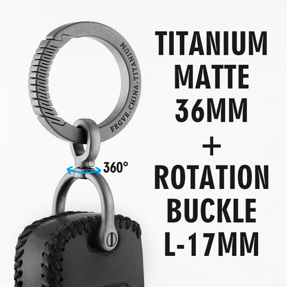Real Titanium Leather Keychain