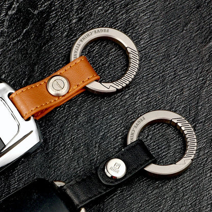 Real Titanium Leather Keychain
