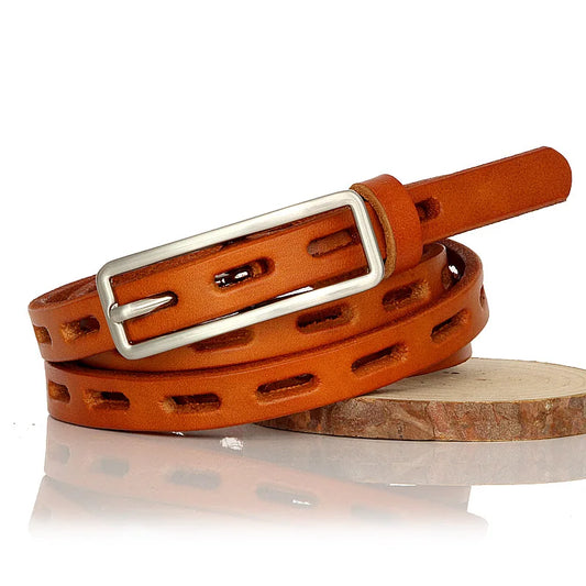 Natural Leather Thin Buckle Belt