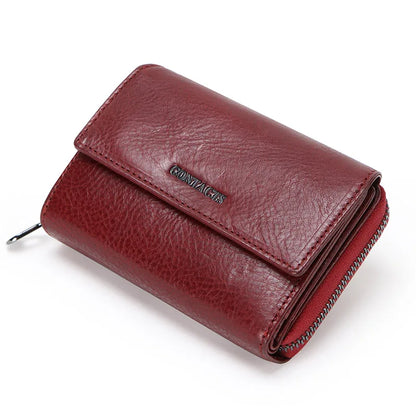 Real Leather Trifold Women Wallets