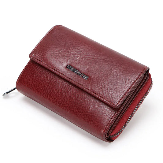 Real Leather Trifold Women Wallets