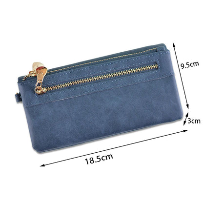 Dull Polish Leather Wallet Clutch Purse