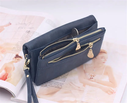 Dull Polish Leather Wallet Clutch Purse
