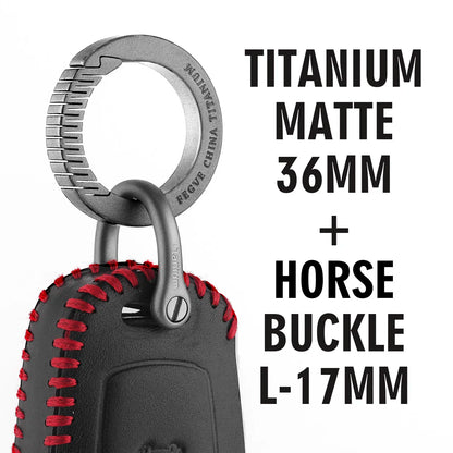 Real Titanium Leather Keychain