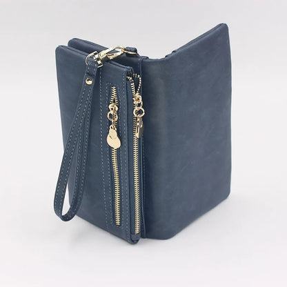 Dull Polish Leather Wallet Clutch Purse