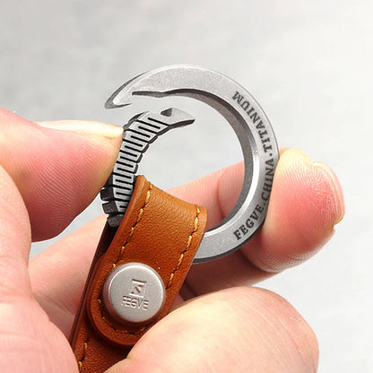 Real Titanium Leather Keychain