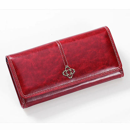 Womens Long Leather Purse Wallet