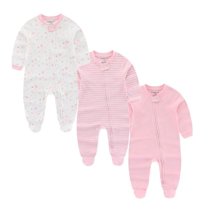 Unisex Three-Pack Cotton Baby Rompers