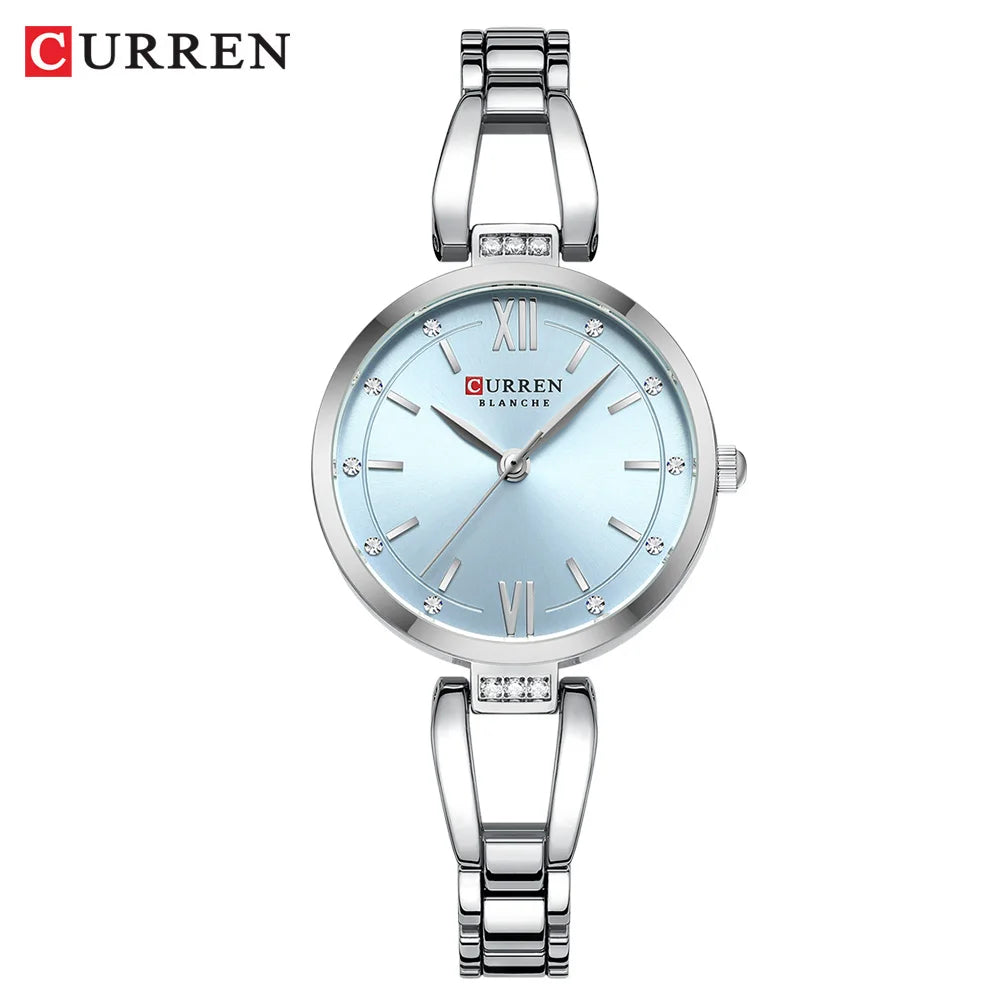 Rhinestone Quartz Stainless Steel Band Watch