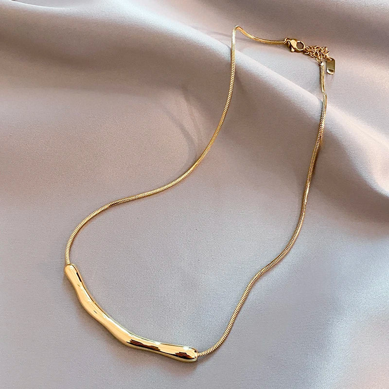 Stainless steel Gold Color Collarbone Chain Necklace
