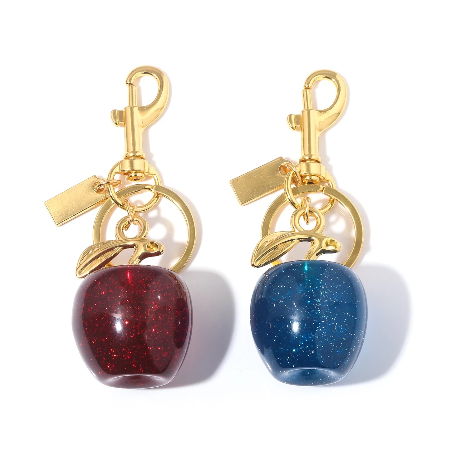 Red and Blue Crystal Apple Pendants Keychain
