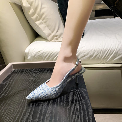 Mid Heel Cross-Strap Slip-On Sandals