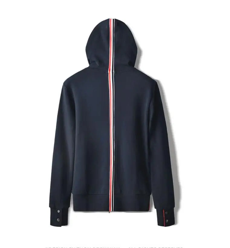 Striped Zip-Up Sport Sweatshirts Hoodie